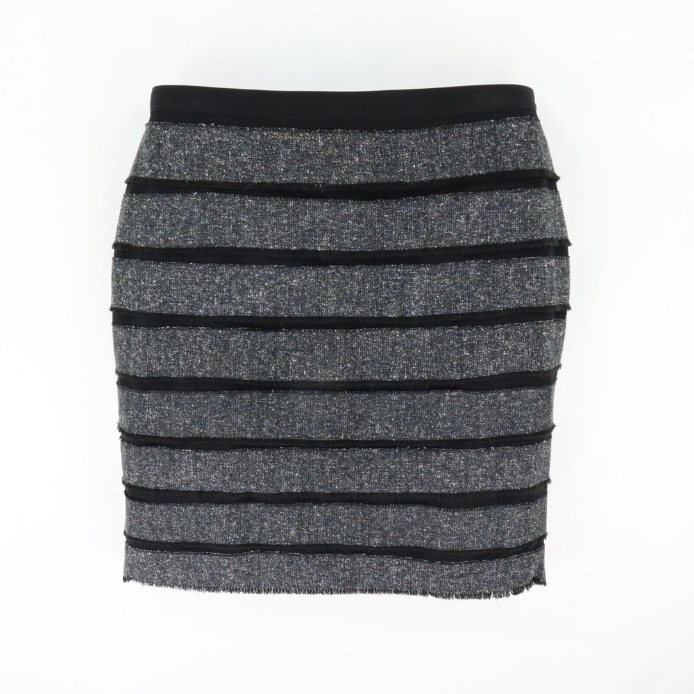 Worthington Pencil Skirt Womens Size 12 Black‎ Gray Striped 100% Polyester Lined